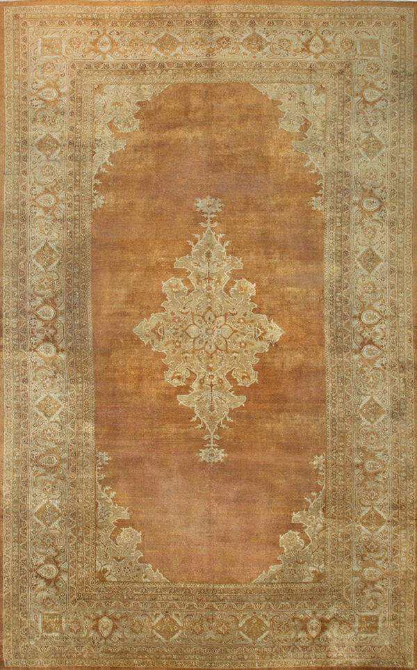 Elegant antique coral wool rug