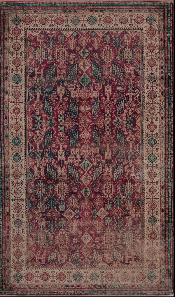 Intricate patterned vintage wool rug