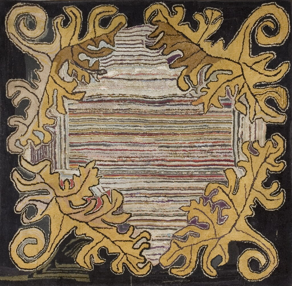 Antique American Hooked Ivory Rug from the 1920s