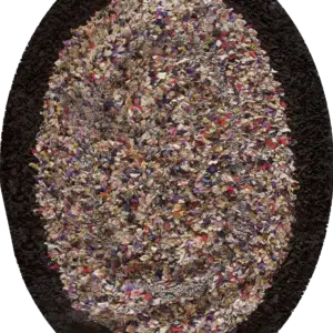 Antique American Folk Art Hooked Small Scatter Size Oval Rag Rug by Rugs On Net