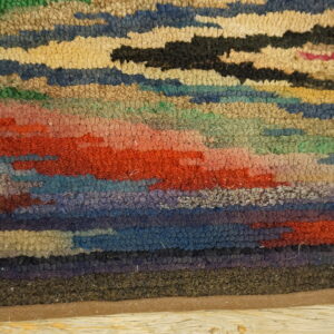 Colorful vintage hooked rug design