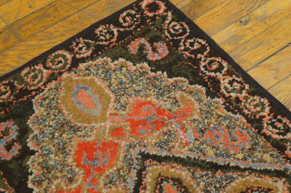Colorful floral design on textured rug