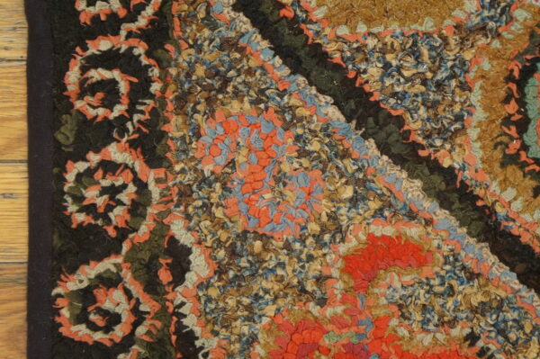 Colorful floral design on textured rug