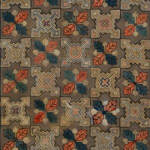 Small Late 19th Century Antique American Folk Art Hooked Area Rug