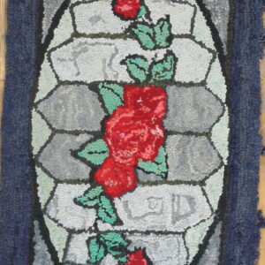 Floral design on blue background rug
