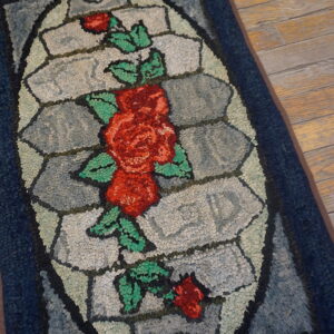 Colorful floral design on textured rug