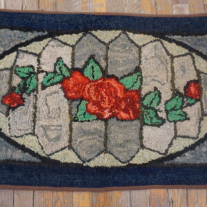Colorful floral design on textured rug