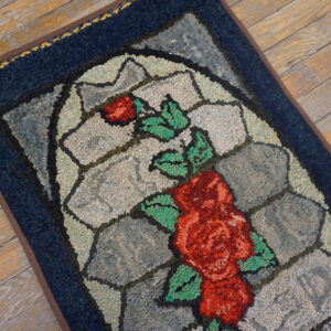 Colorful floral design on textured rug
