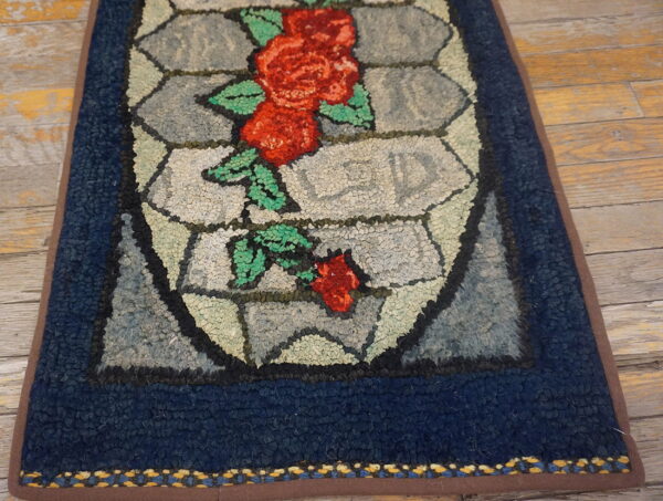 Colorful floral design on textured rug