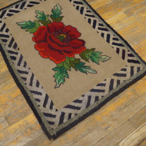 Floral rug on wooden floor