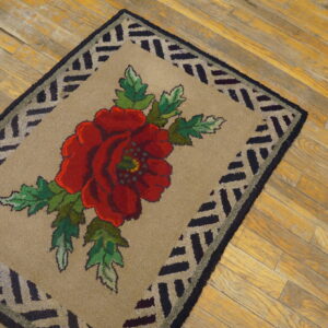 Floral rug on wooden floor