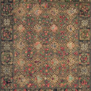 Antique Wool & Cotton Gray Hooked - Loop Pile Rug