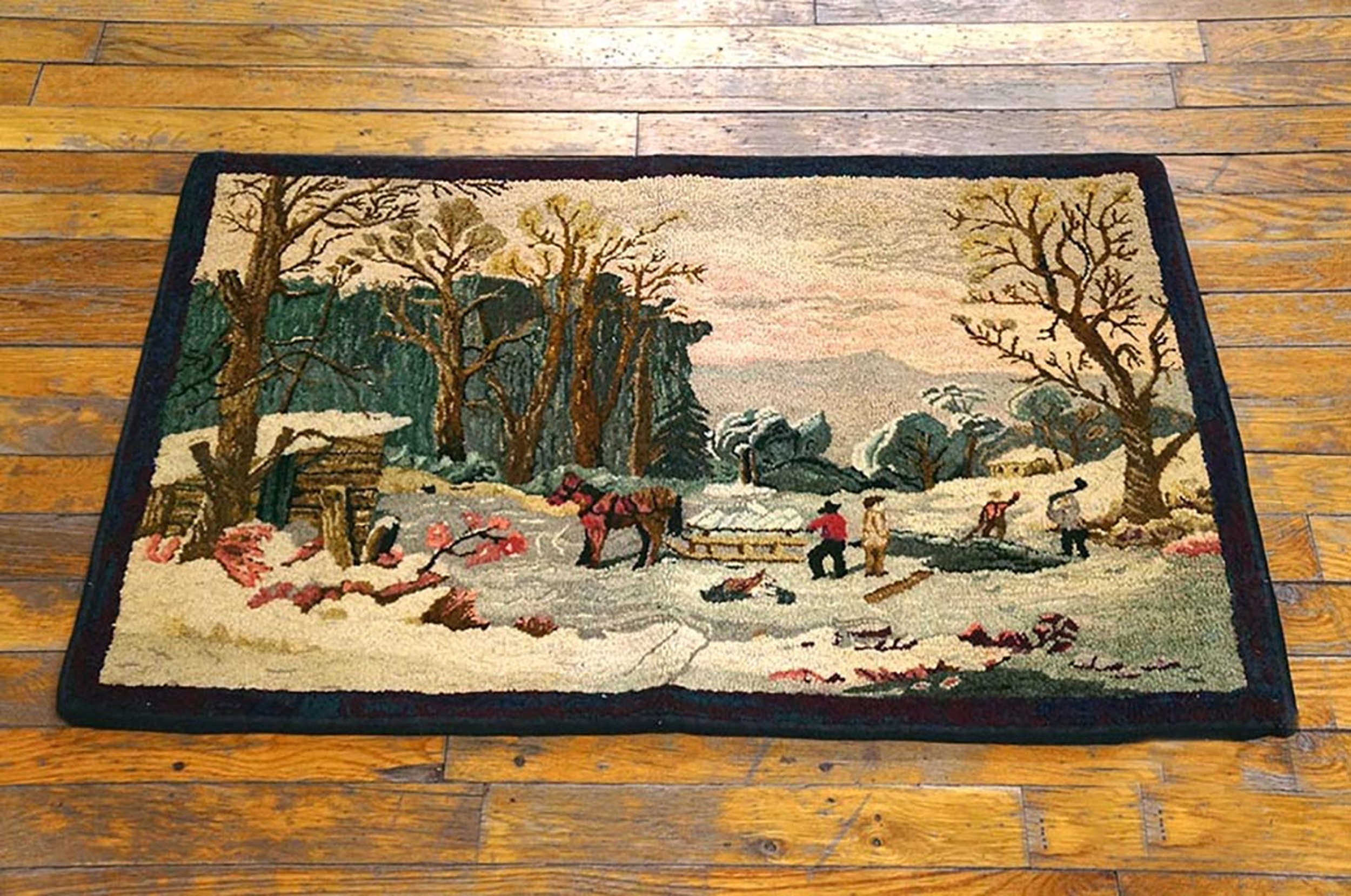 Vintage American Hooked Rug from the 1950s