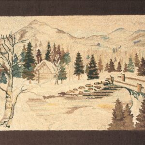 Multicolor Jewel Tones 1930s Wool American Hooked Floral Antique Rug