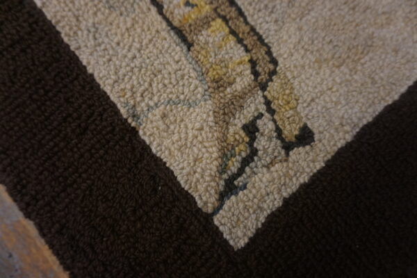 Multicolor jewel tones 1930s wool american hooked floral antique rug - image 5