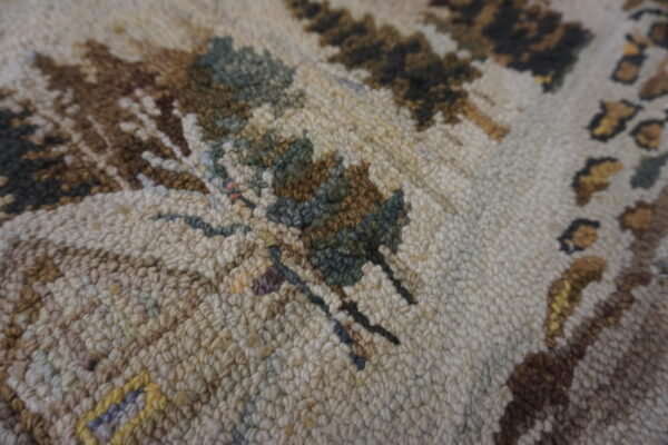 Multicolor jewel tones 1930s wool american hooked floral antique rug - image 4