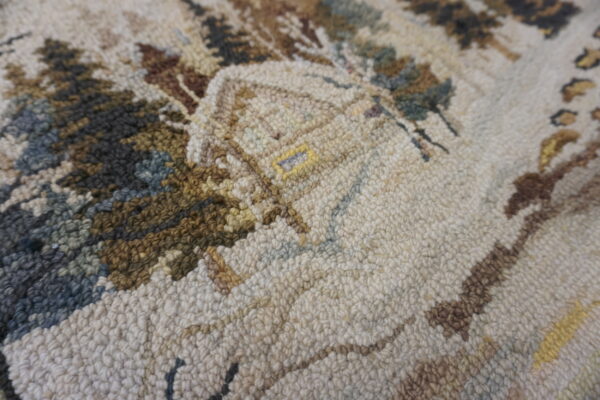 Multicolor jewel tones 1930s wool american hooked floral antique rug - image 3