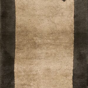 Two-tone runner featuring a light taupe field framed by dark charcoal borders and floral motifs.