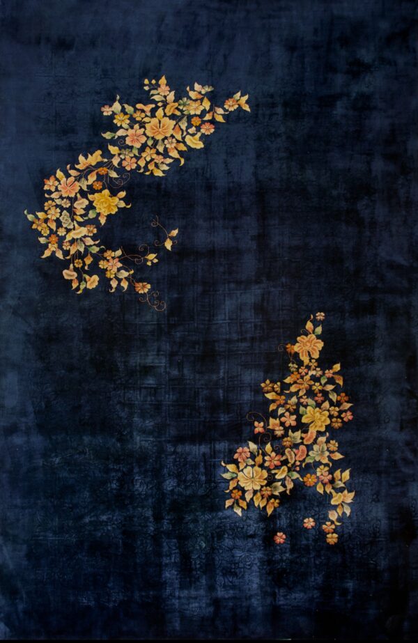 Floral design on dark navy background