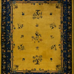 Floral design on yellow background rug