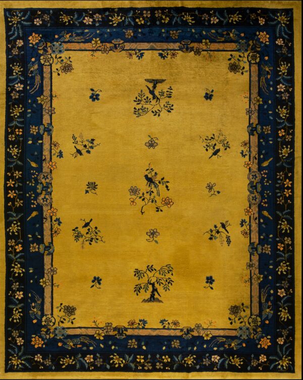 Floral design on yellow background rug