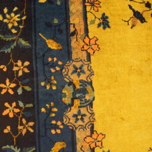 Floral pattern on yellow background rug