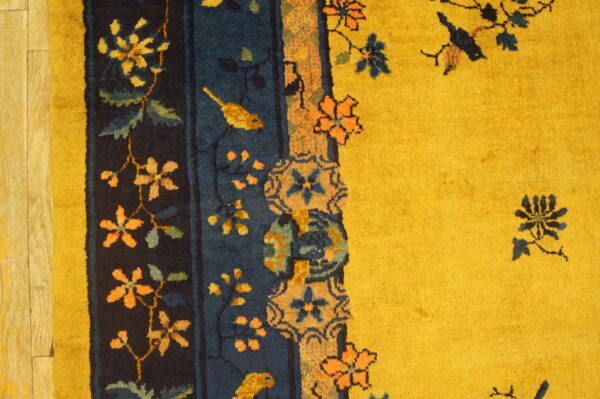 Floral pattern on yellow background rug