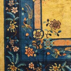 Floral design on blue and yellow