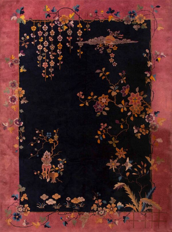 Floral design on navy and pink