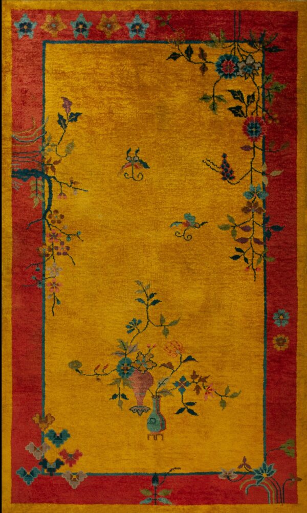 Colorful floral design on yellow background