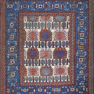 Colorful Persian rug with intricate patterns