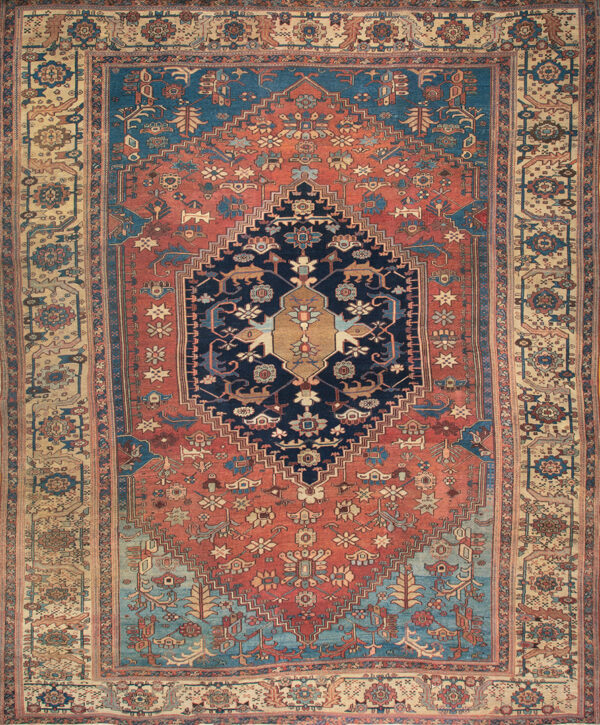 Antique bakshaish room size wool rug