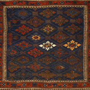 Geometric patterns on dark blue background