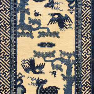 Deer and birds in blue design