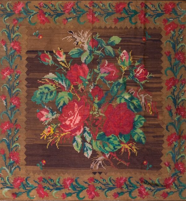 Floral pattern on brown background