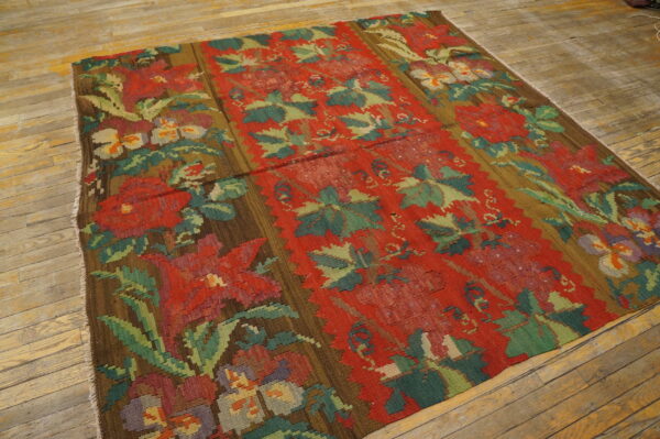 Vibrant floral patterned multicolor rug
