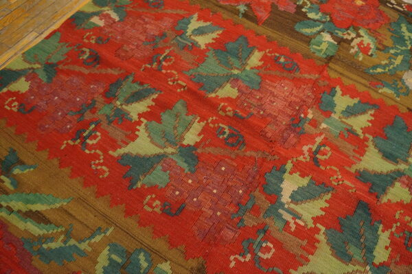 Colorful floral pattern on textured rug