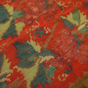 Colorful floral pattern on red background