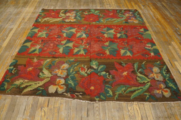 Colorful floral patterned wool rug
