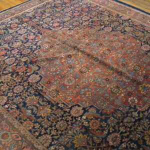 Intricate floral patterns on blue background