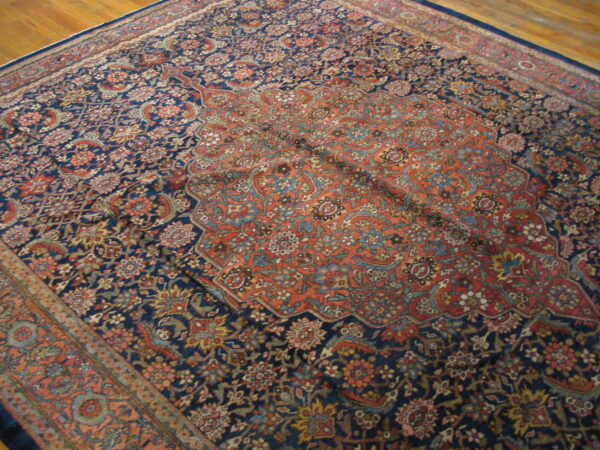 Intricate floral patterns on blue background