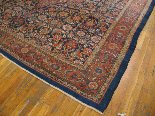 Intricate blue persian rug design.