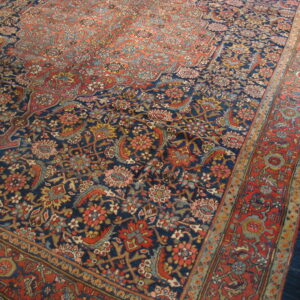 Intricate floral patterns on blue background