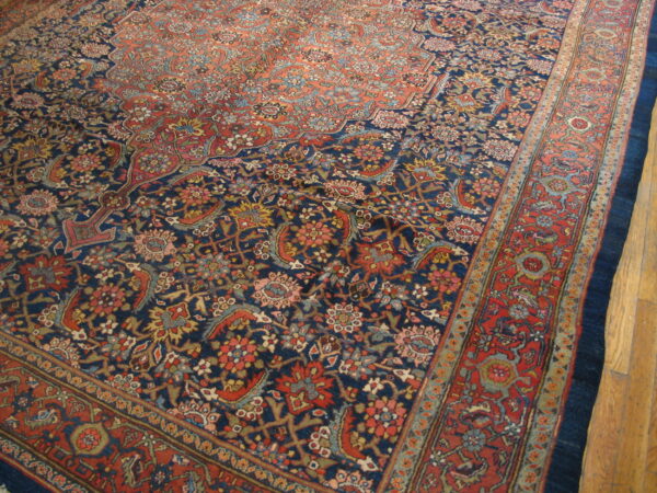 Intricate floral patterns on blue background