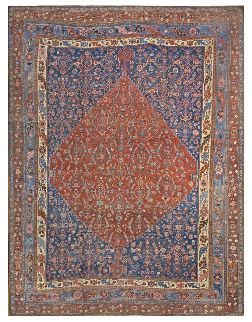 Antique bijar oversized persian knotted coral rug 2538 1 | by rugs on net
