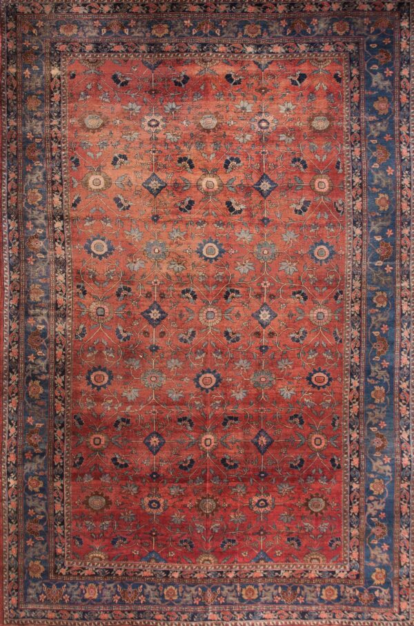 Rustic large scale tribal design antique big persian bidjar rug