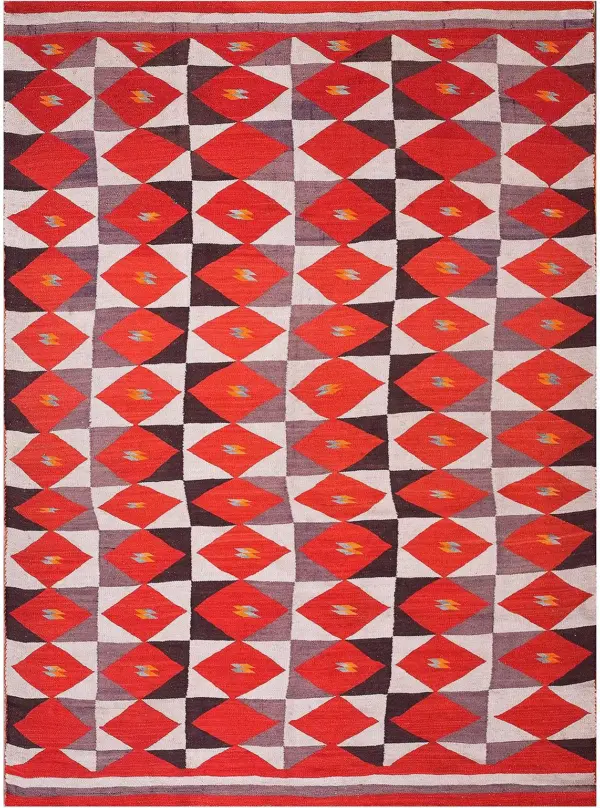 Antique bold primitive tribal geometric native american flatweave navajo rug by rugs on net