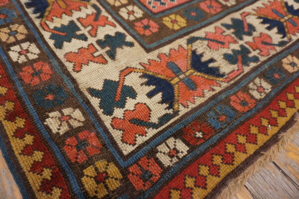 Antique tribal late 19th century blue caucasian kazak rug - image 5