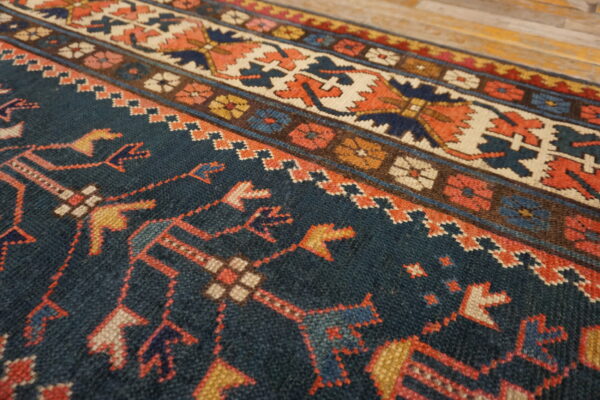 Antique tribal late 19th century blue caucasian kazak rug - image 4
