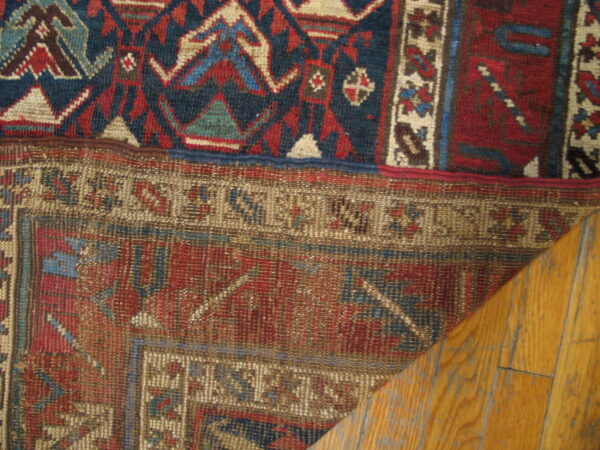 Tribal navy blue antique caucasian hallway runner kazak rug - image 3